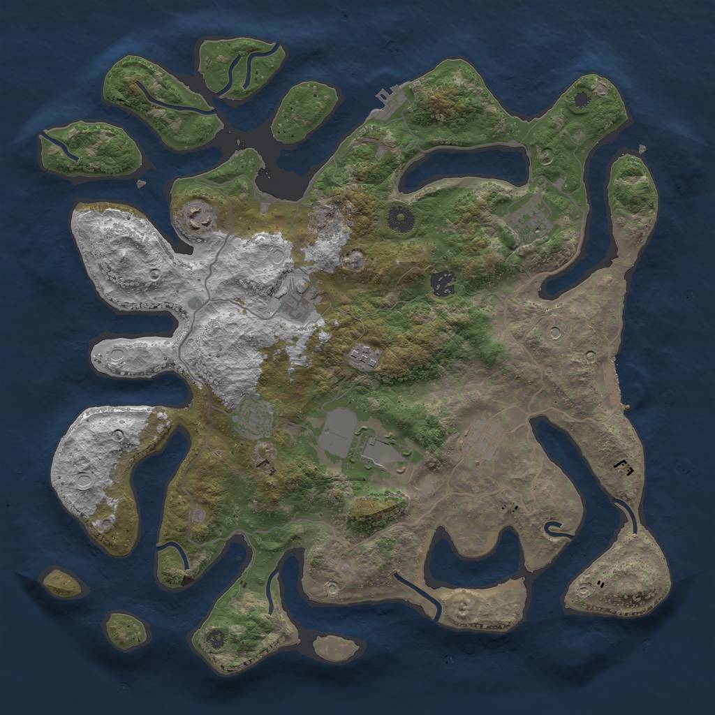 Rust Map: Procedural Map, Size: 4000, Seed: 1122334455, 16 Monuments