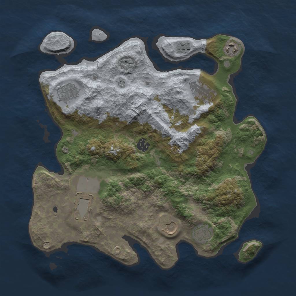 Rust Map: Barren, Size: 3500, Seed: 2785, 11 Monuments