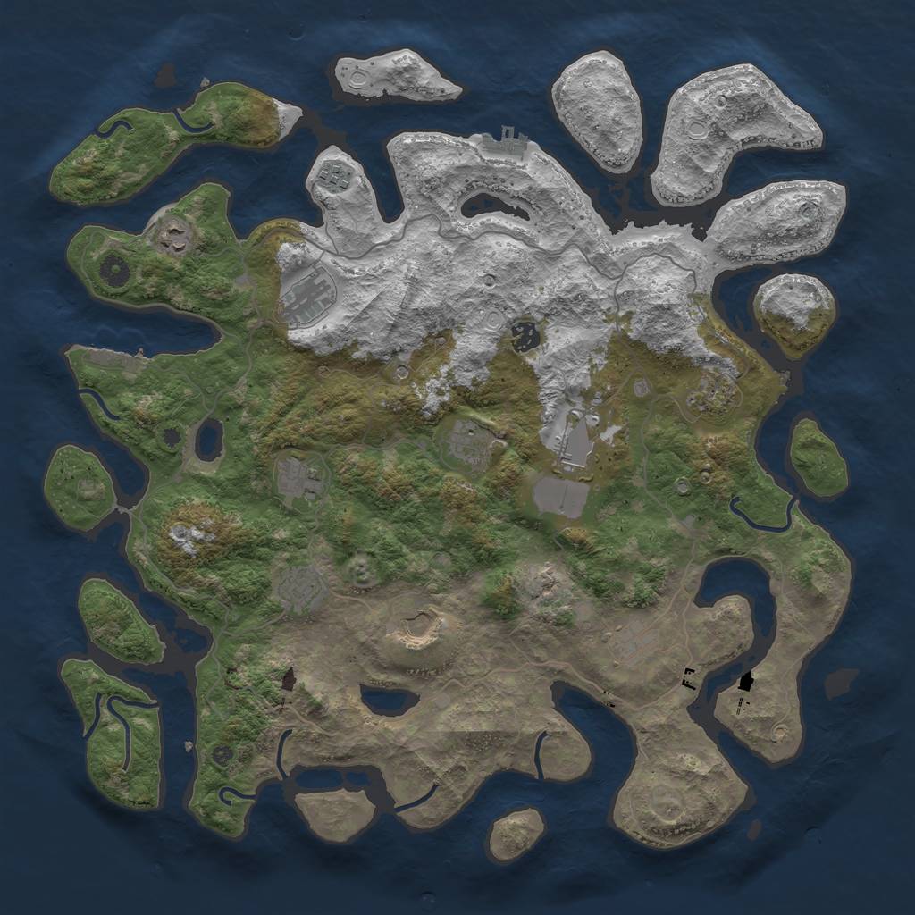 Rust Map: Procedural Map, Size: 4500, Seed: 376242819, 19 Monuments