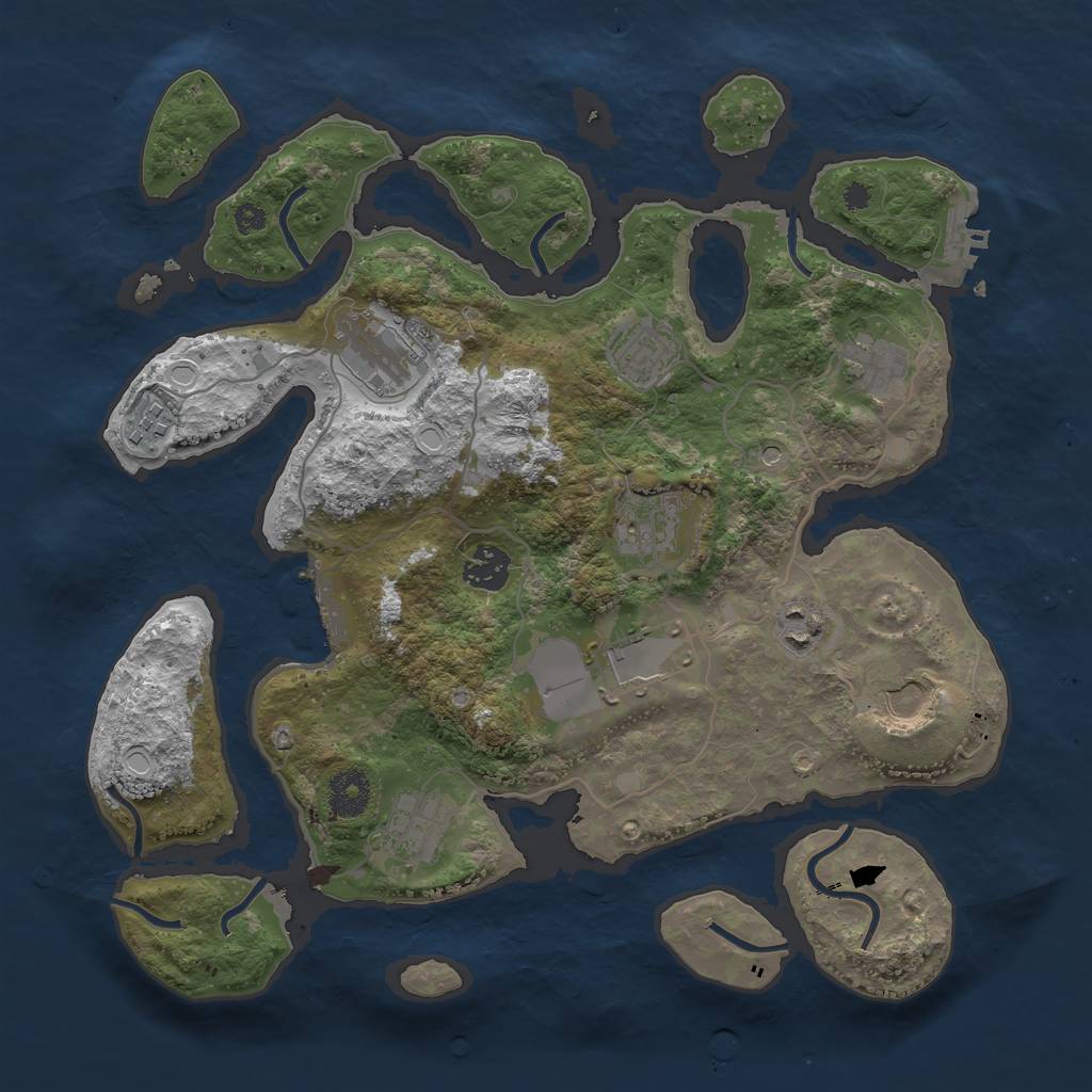 Rust Map: Procedural Map, Size: 3550, Seed: 48880330, 18 Monuments