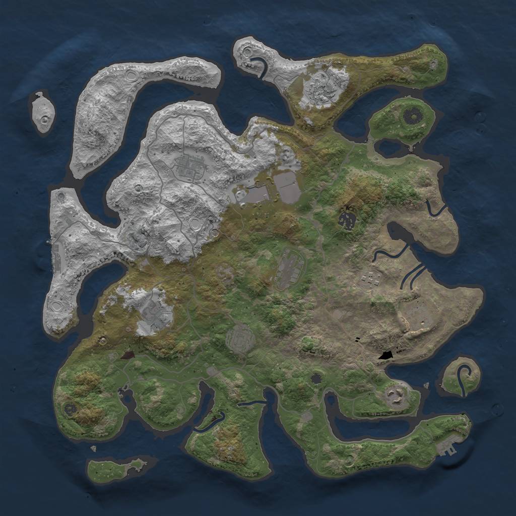 Rust Map: Procedural Map, Size: 4250, Seed: 895463721, 18 Monuments