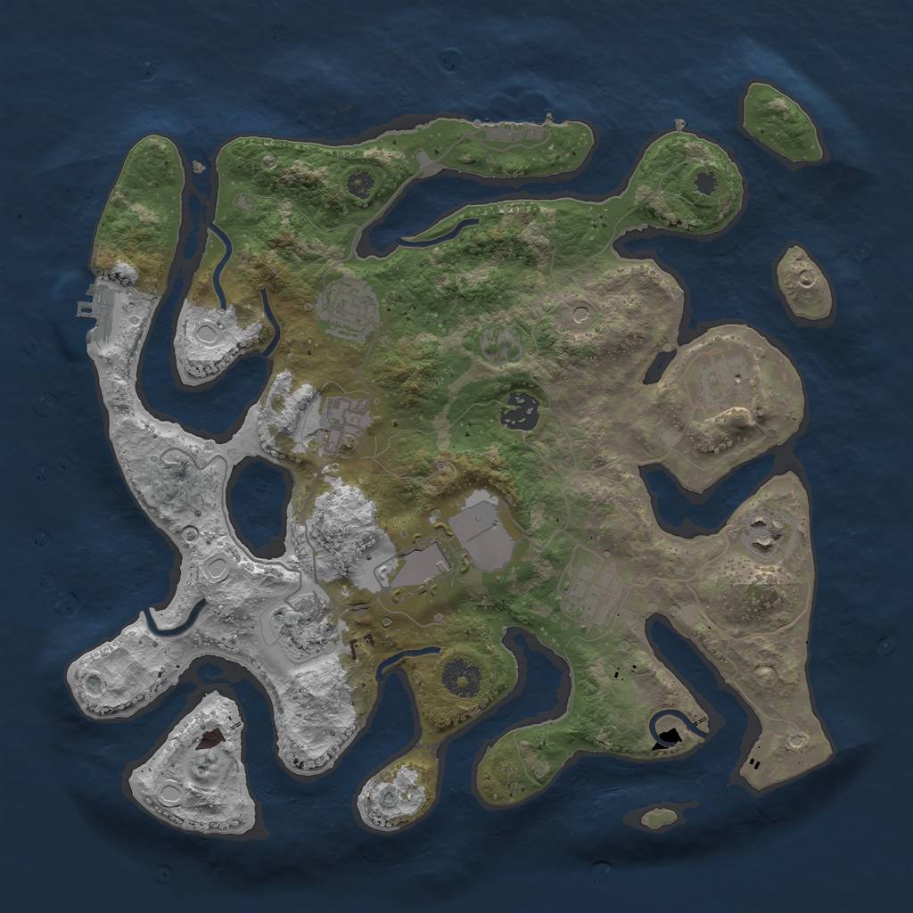 Rust Map: Procedural Map, Size: 3500, Seed: 873349325, 16 Monuments