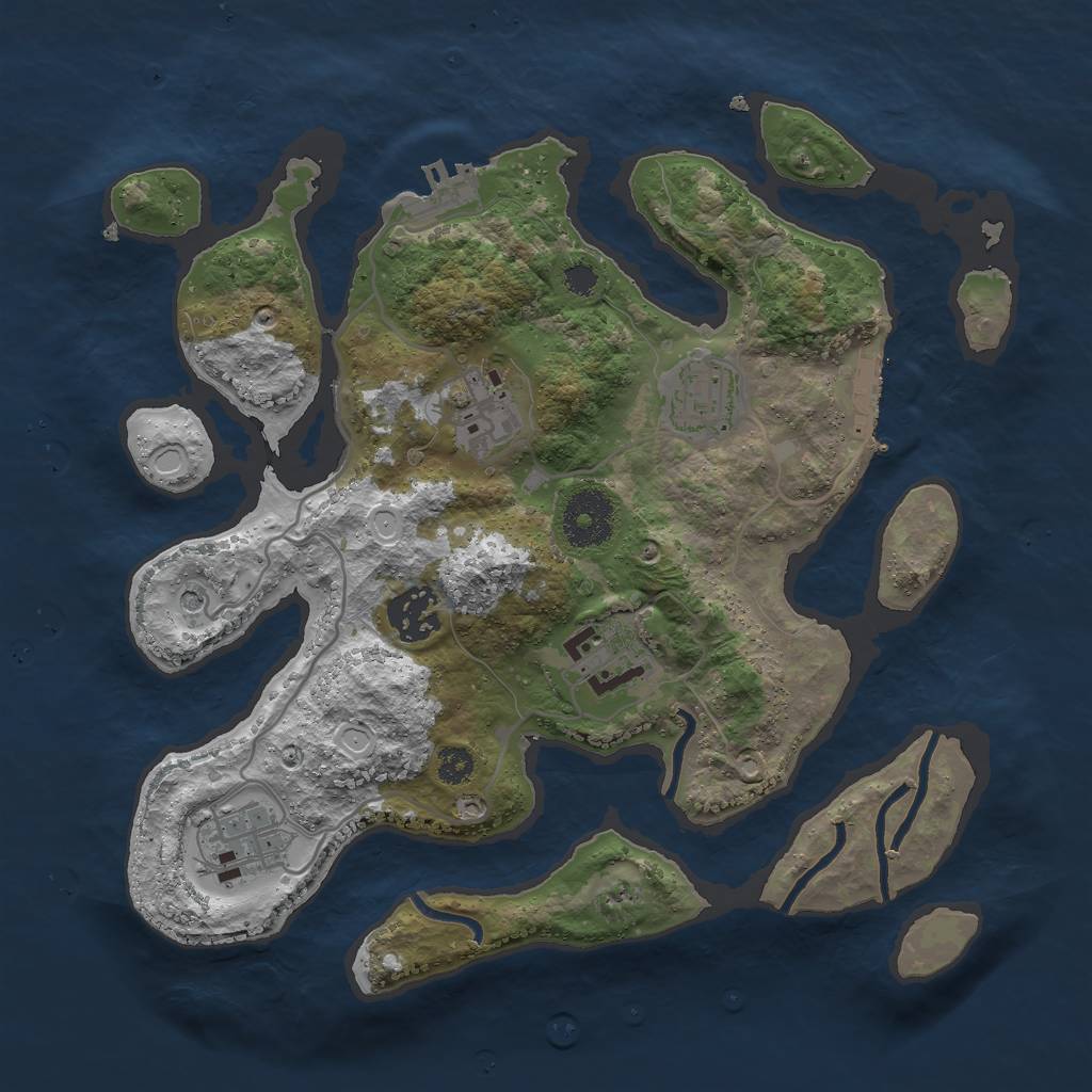 Rust Map: Procedural Map, Size: 3000, Seed: 251054017, 13 Monuments