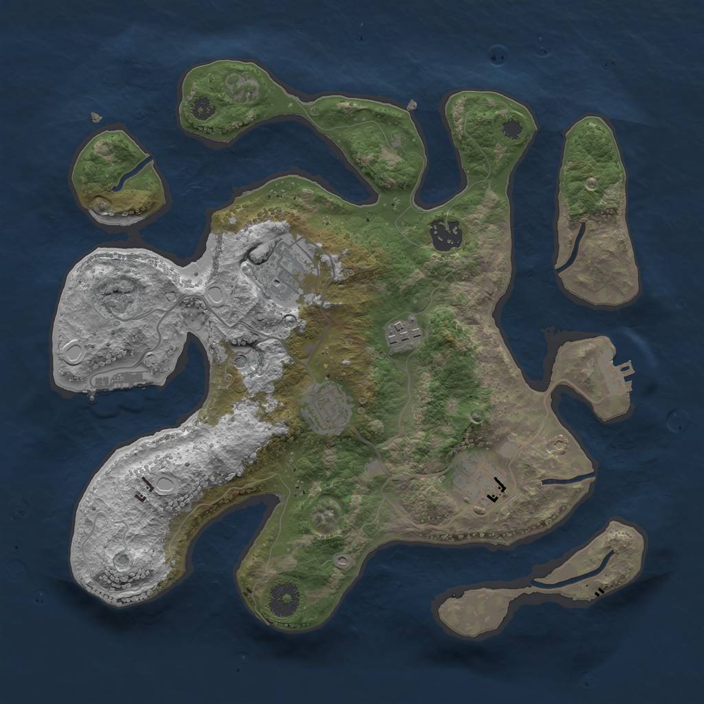 Rust Map: Procedural Map, Size: 3200, Seed: 837962996, 13 Monuments