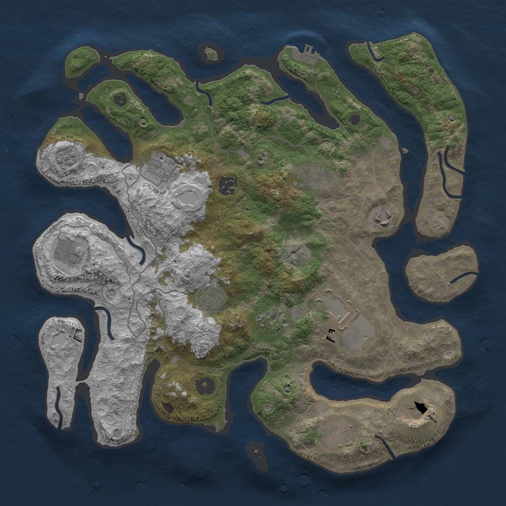 Rust Map: Procedural Map, Size: 4000, Seed: 859997, 18 Monuments