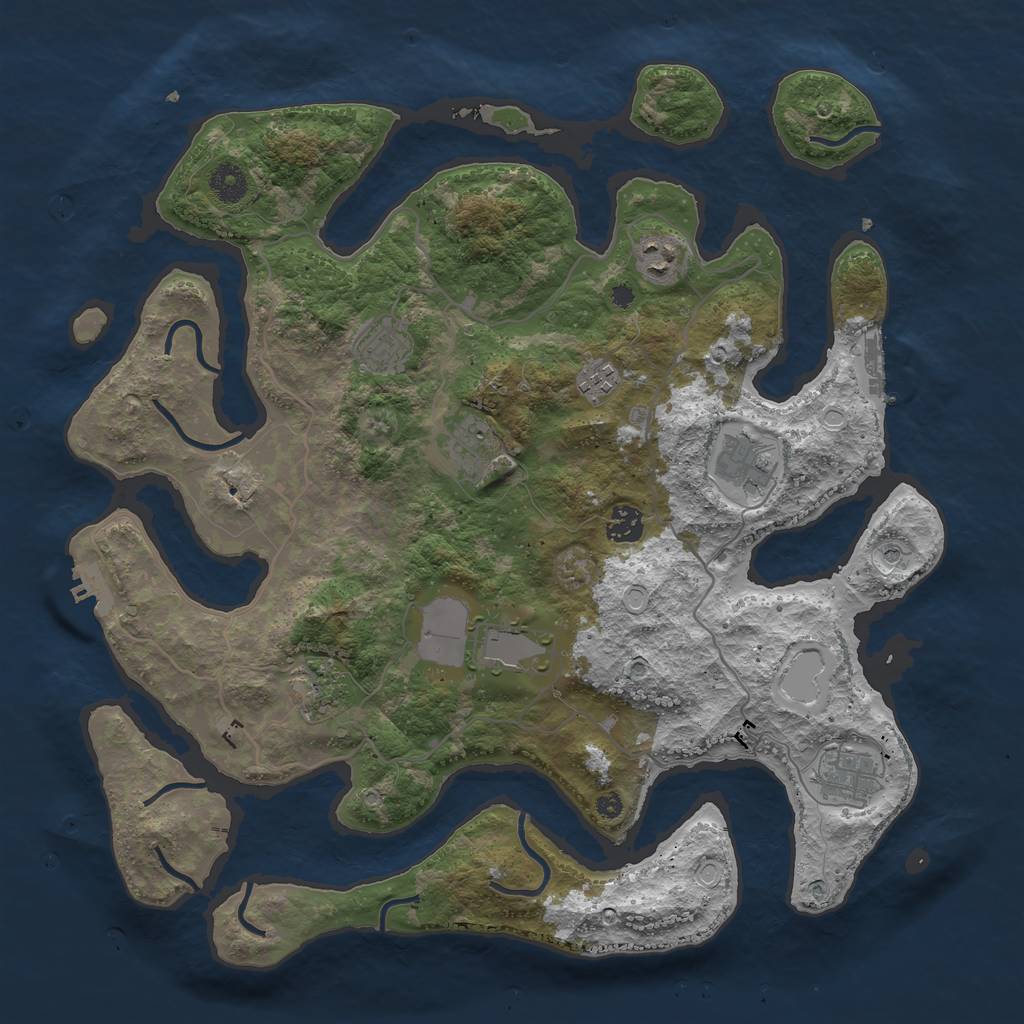 Rust Map: Procedural Map, Size: 4000, Seed: 561, 17 Monuments