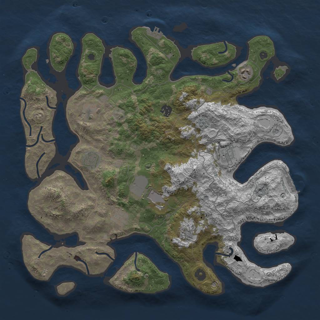 Rust Map: Procedural Map, Size: 4200, Seed: 432096927, 17 Monuments