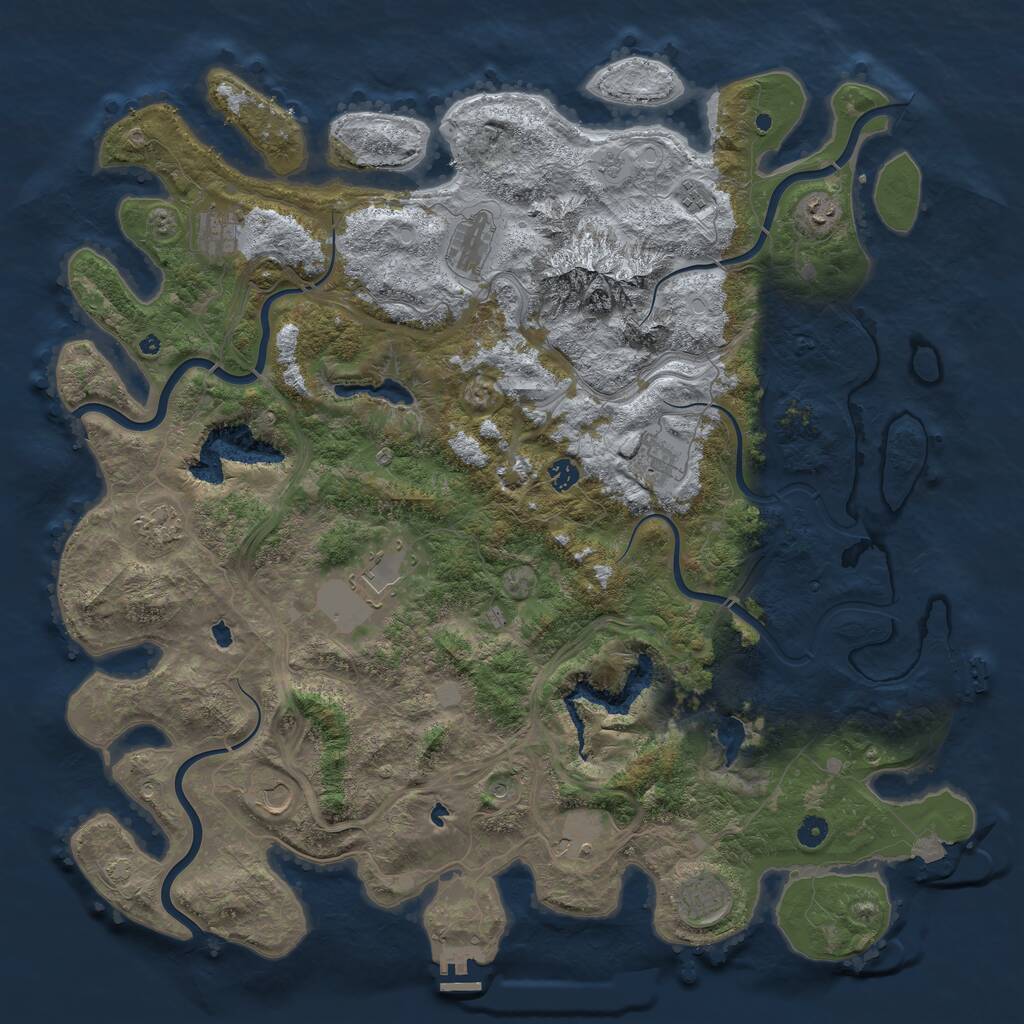 Rust Map: Procedural Map, Size: 5000, Seed: 210, 17 Monuments