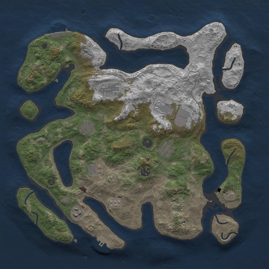 Rust Map: Procedural Map, Size: 4000, Seed: 707707, 17 Monuments