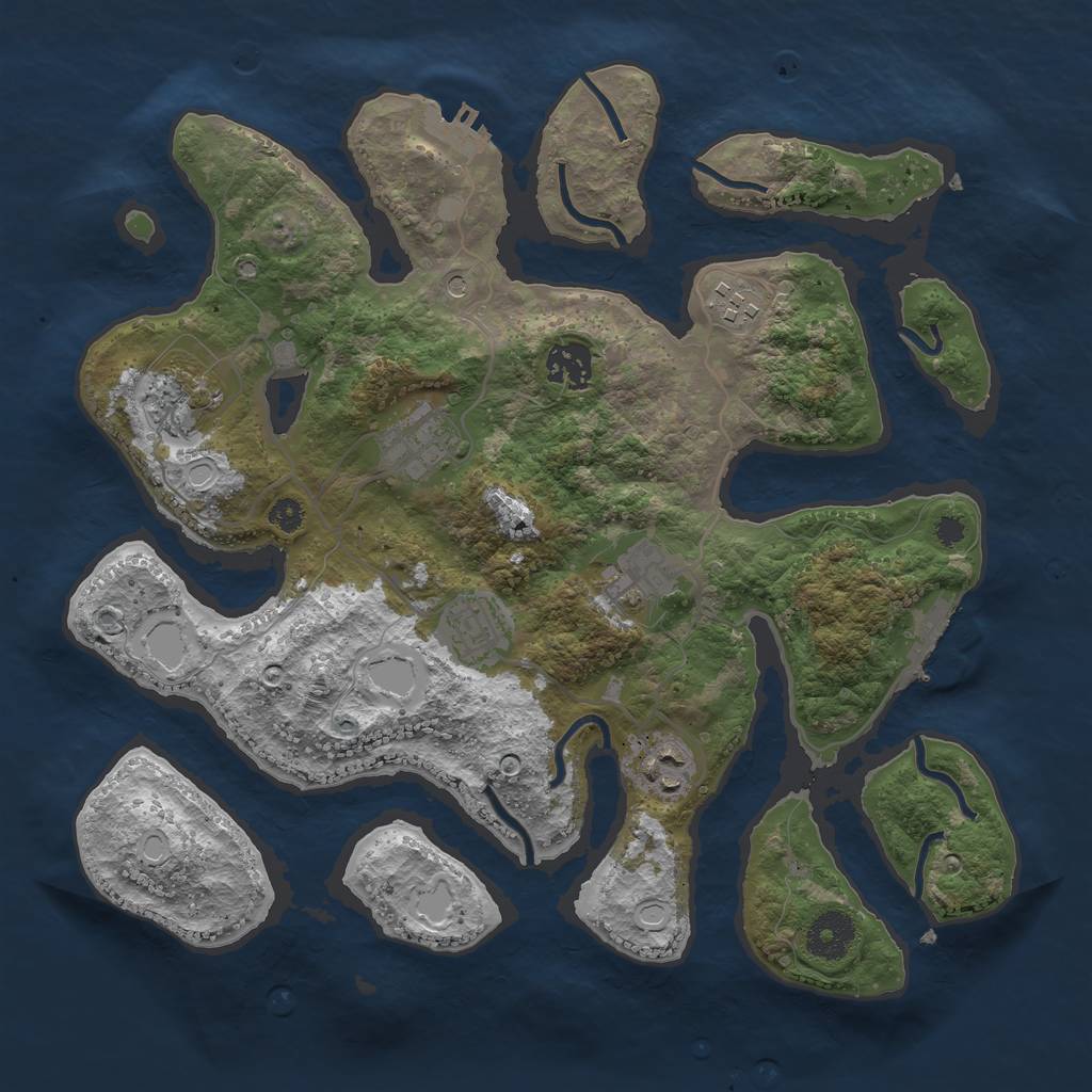 Rust Map: Procedural Map, Size: 3400, Seed: 2087130982, 15 Monuments