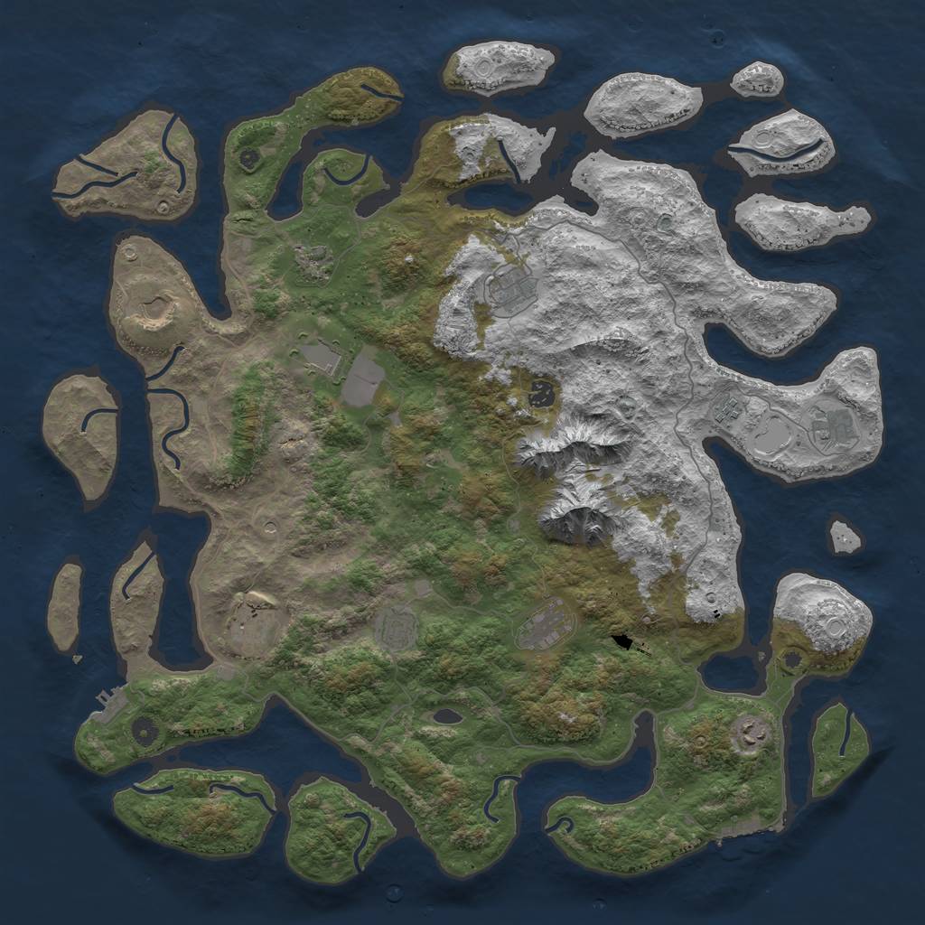 Rust Map: Procedural Map, Size: 5000, Seed: 2035, 19 Monuments