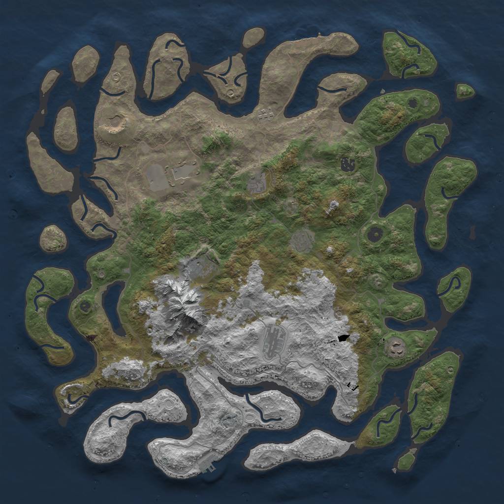 Rust Map: Procedural Map, Size: 5000, Seed: 1110907118, 17 Monuments
