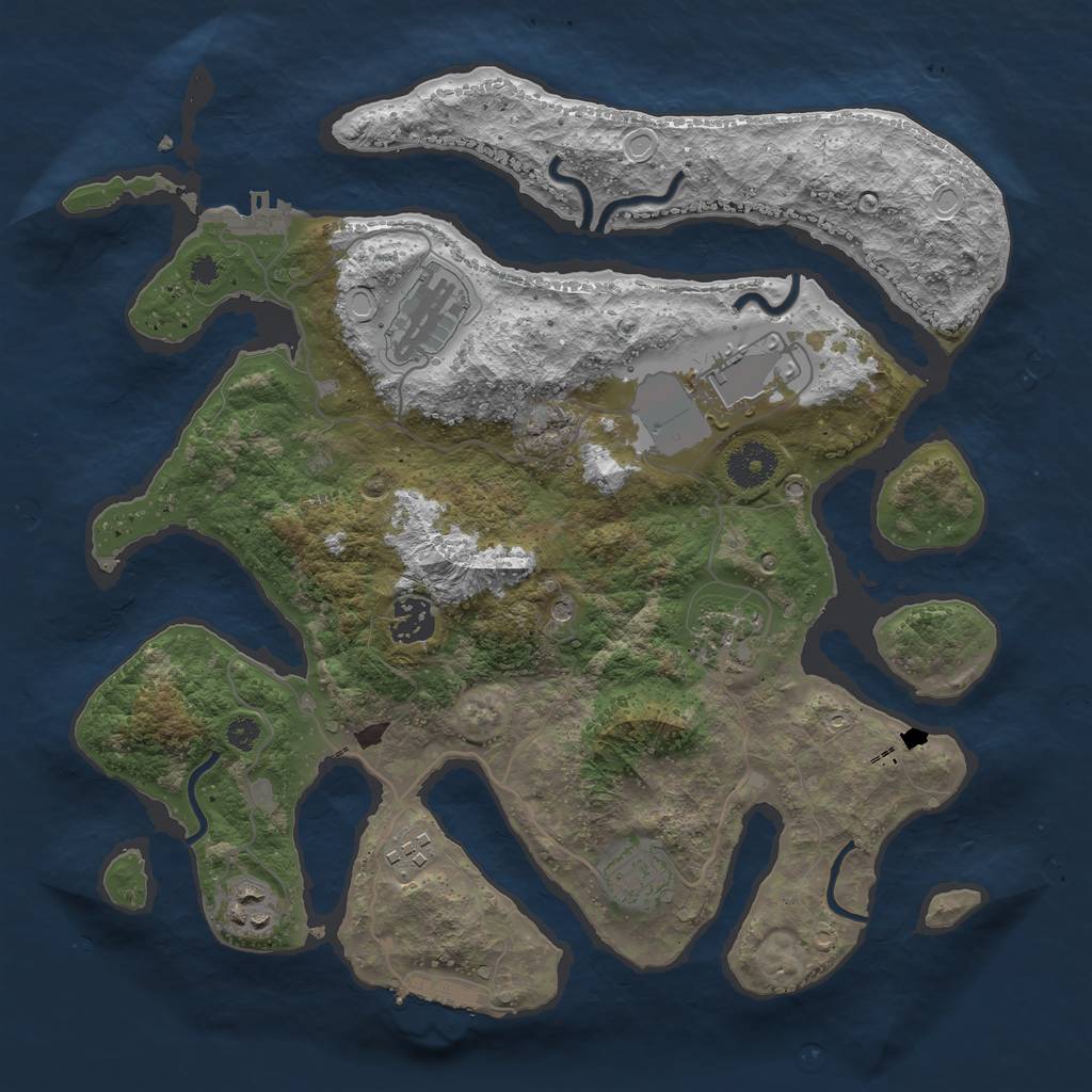 Rust Map: Procedural Map, Size: 3500, Seed: 7071837, 15 Monuments