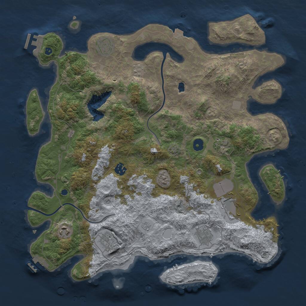 Rust Map: Procedural Map, Size: 4000, Seed: 1260761261, 14 Monuments