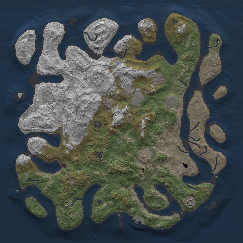 Rust Map: Procedural Map, Size: 4500, Seed: 35426877, 18 Monuments