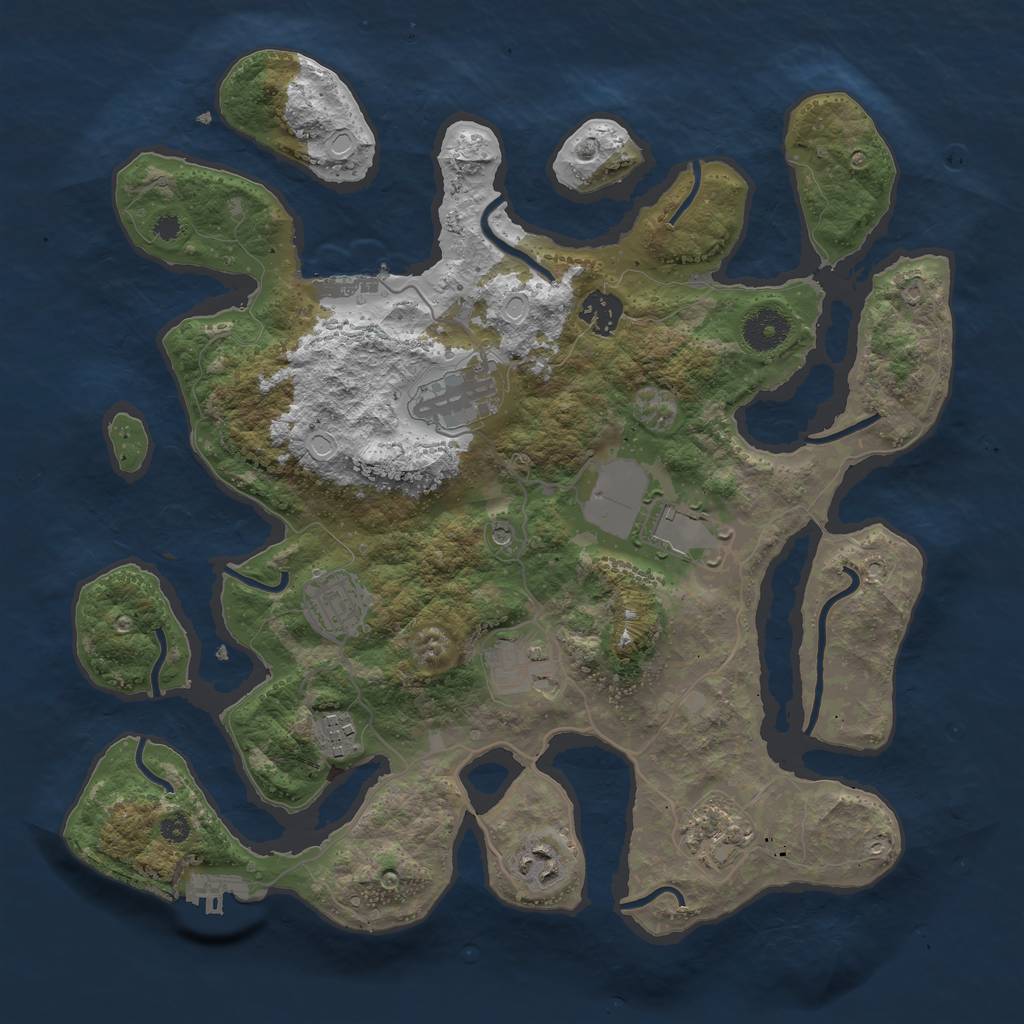 Rust Map: Procedural Map, Size: 3600, Seed: 233987135, 16 Monuments