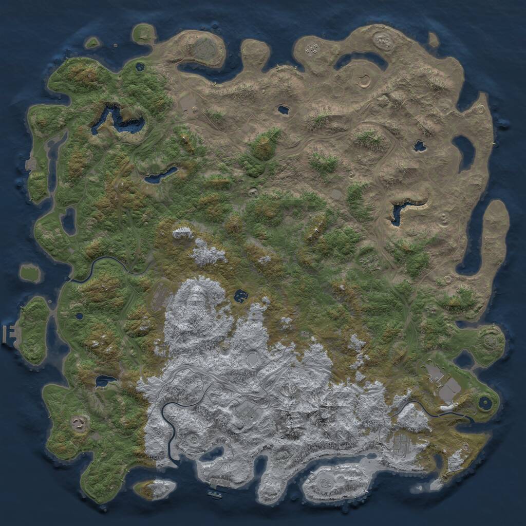 Rust Map: Procedural Map, Size: 6000, Seed: 1501709504, 17 Monuments