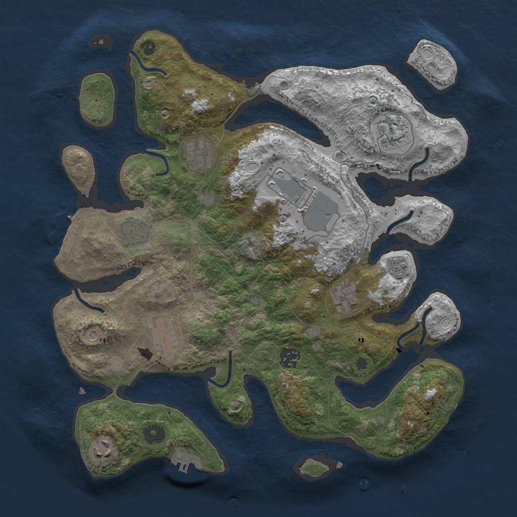 Rust Map: Procedural Map, Size: 3700, Seed: 5554852, 17 Monuments
