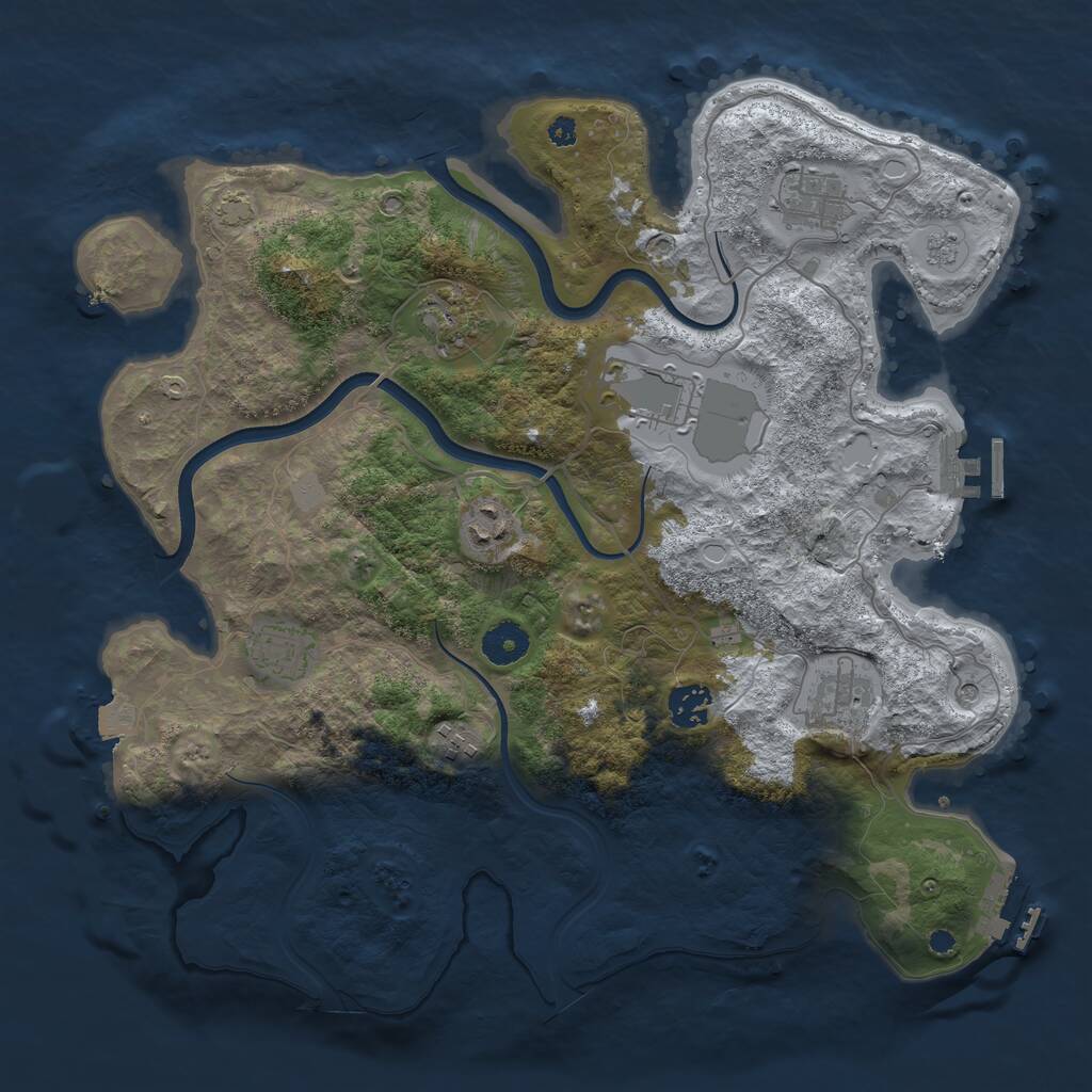 Rust Map: Procedural Map, Size: 3700, Seed: 1409110402, 14 Monuments