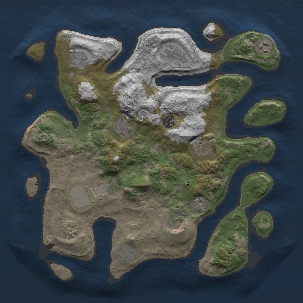Rust Map: Barren, Size: 3700, Seed: 1356623282, 14 Monuments