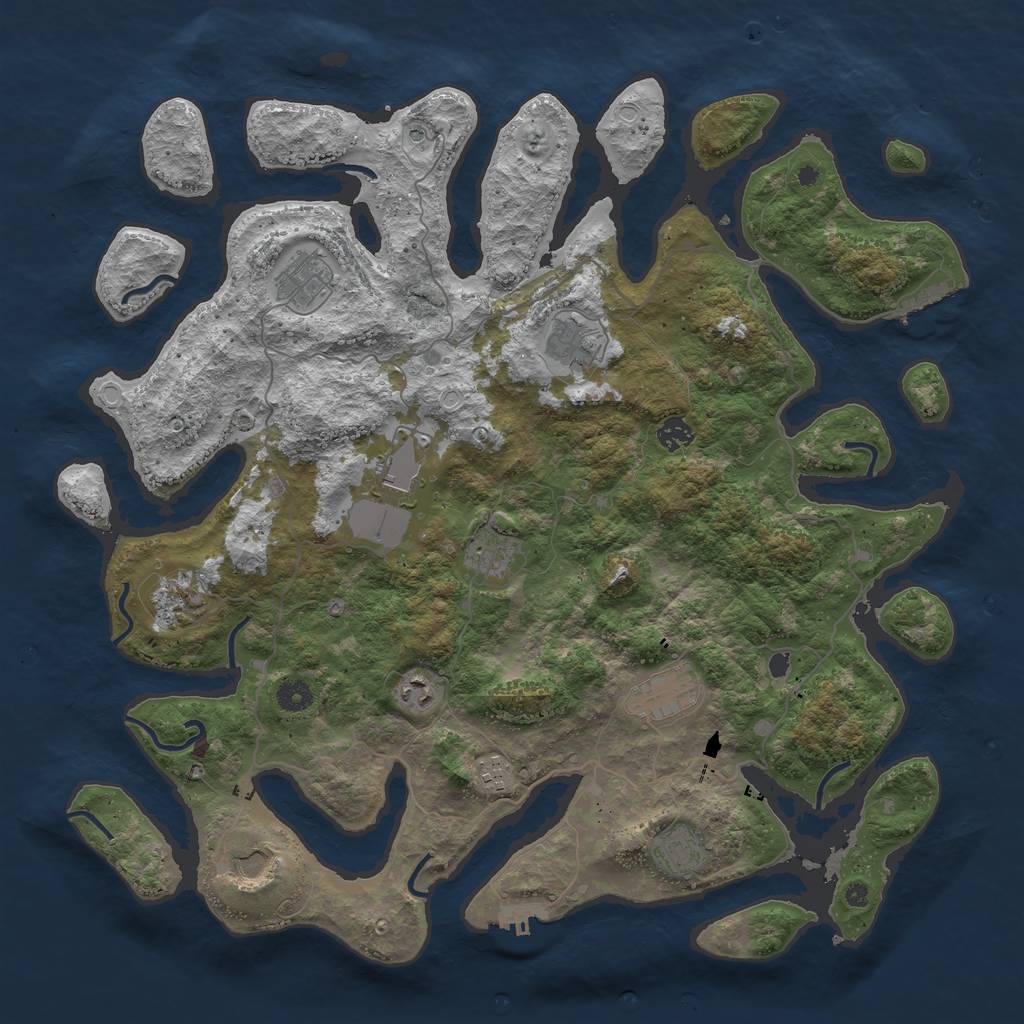 Rust Map: Procedural Map, Size: 4500, Seed: 2121044395, 19 Monuments
