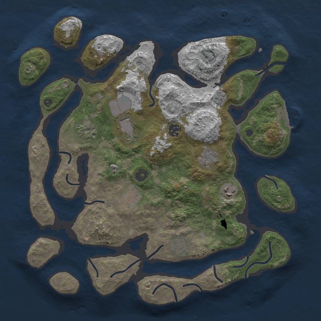 Rust Map: Procedural Map, Size: 3800, Seed: 77553399, 15 Monuments