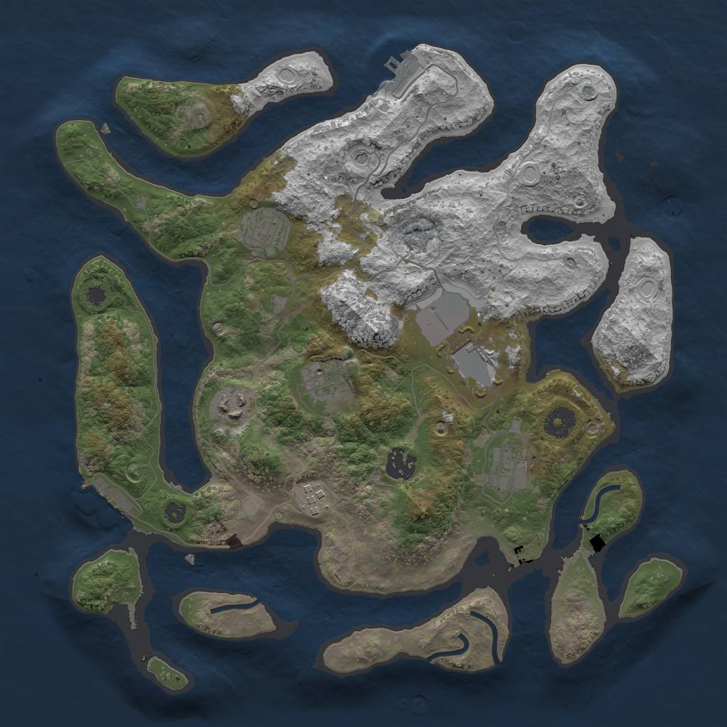 Rust Map: Procedural Map, Size: 3500, Seed: 84623424, 15 Monuments