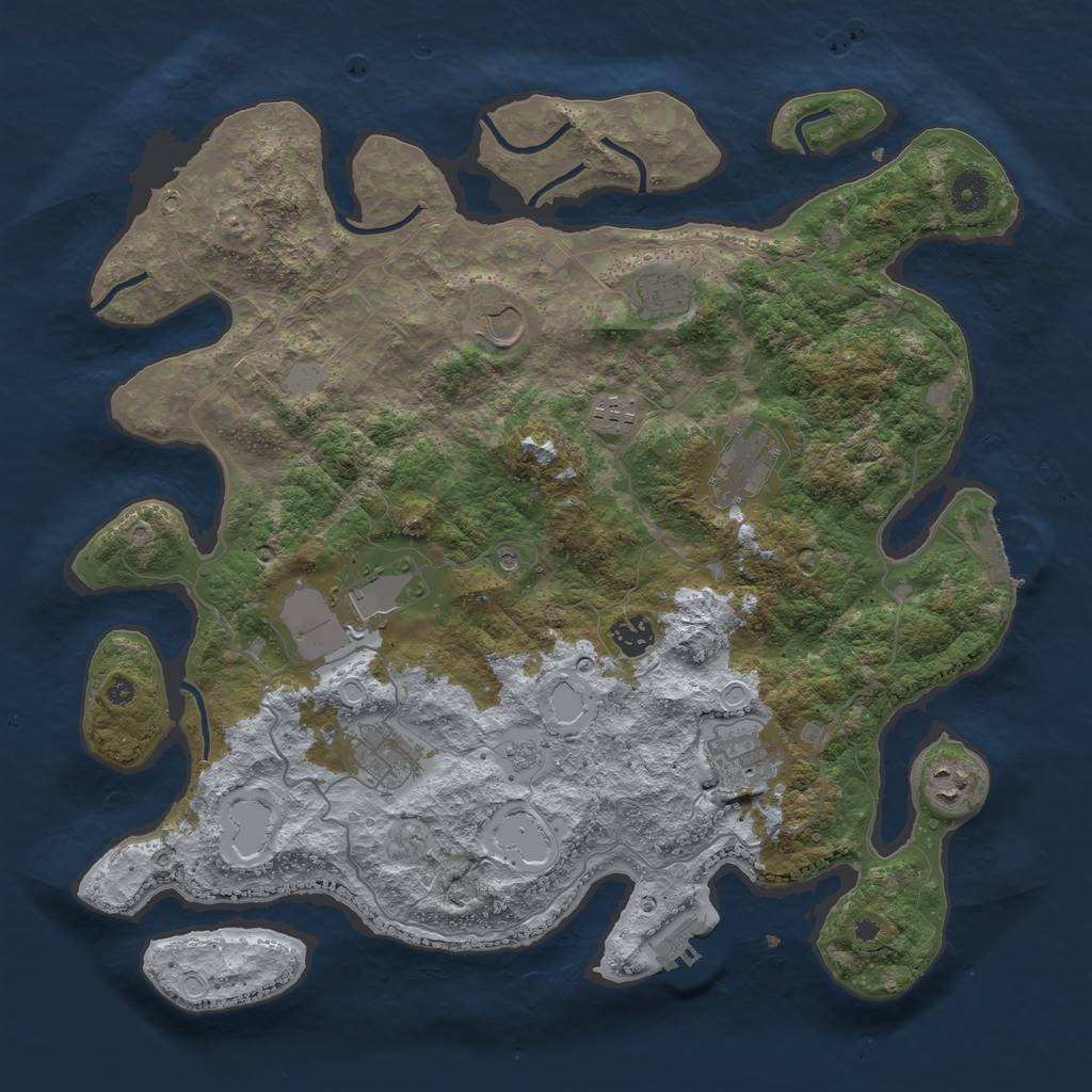 Rust Map: Procedural Map, Size: 4000, Seed: 21635, 16 Monuments