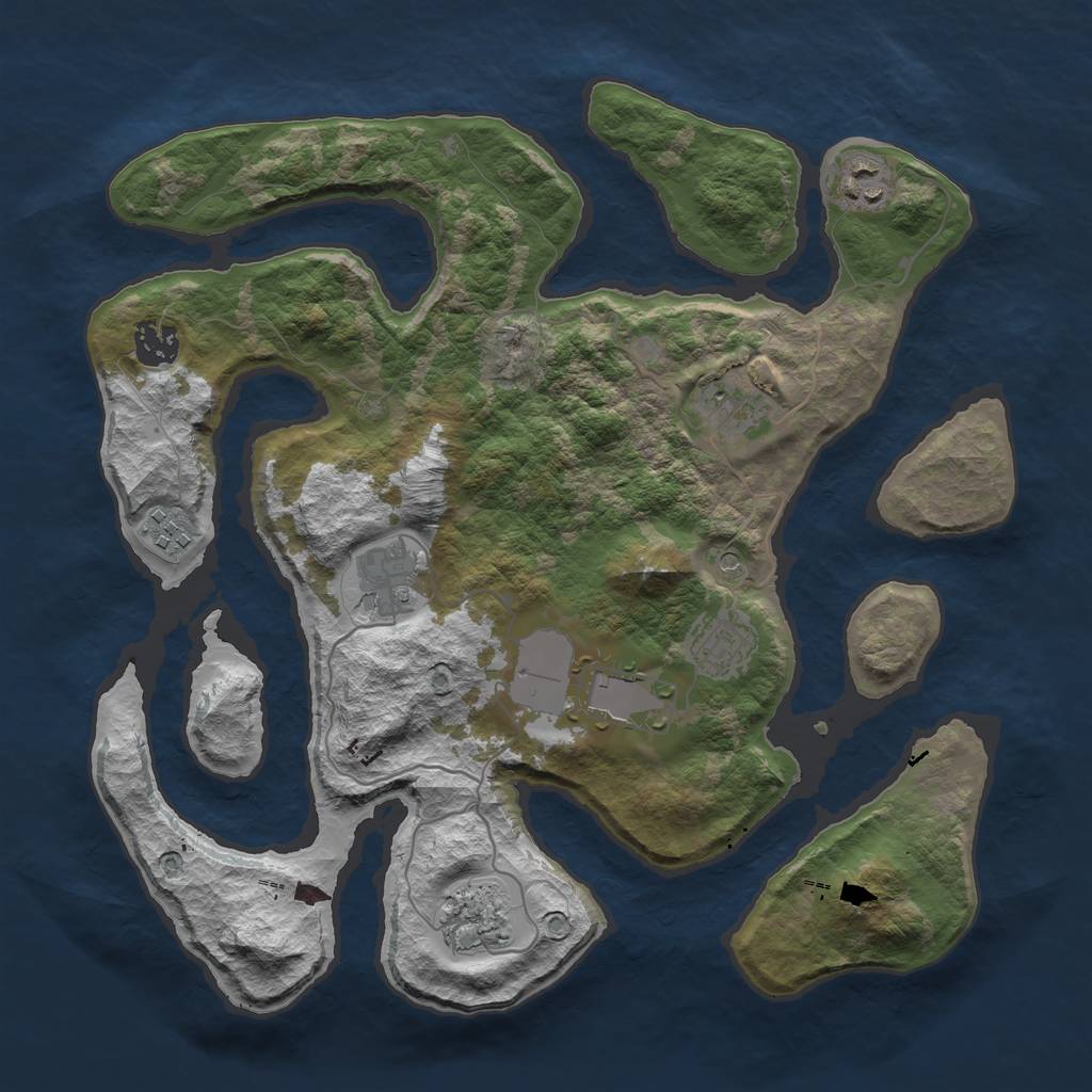 Rust Map: Barren, Size: 3500, Seed: 189, 11 Monuments