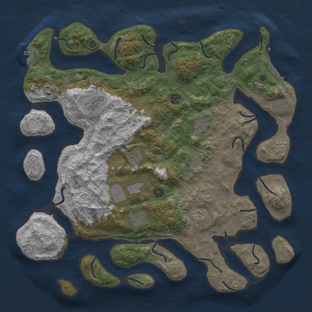 Rust Map: Procedural Map, Size: 4500, Seed: 2114540, 18 Monuments