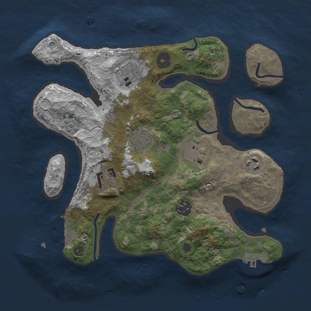 Rust Map: Procedural Map, Size: 3000, Seed: 324769052, 14 Monuments
