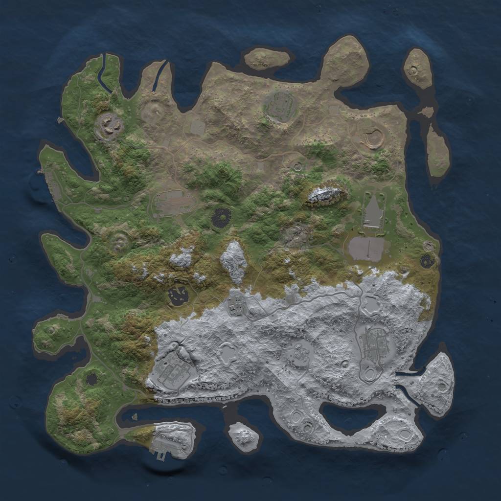 Rust Map: Procedural Map, Size: 3750, Seed: 35777, 16 Monuments