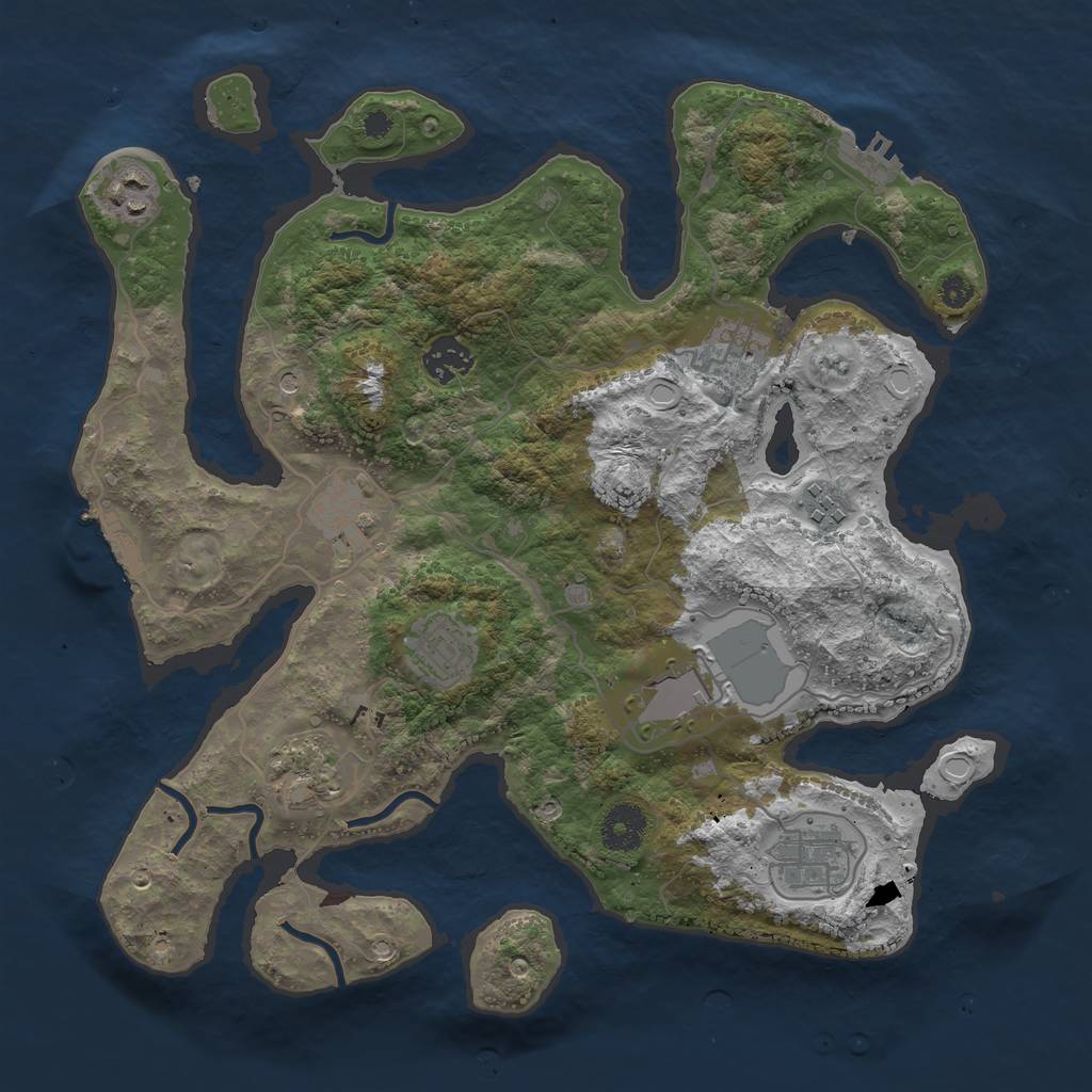 Rust Map: Procedural Map, Size: 3500, Seed: 653761037, 17 Monuments