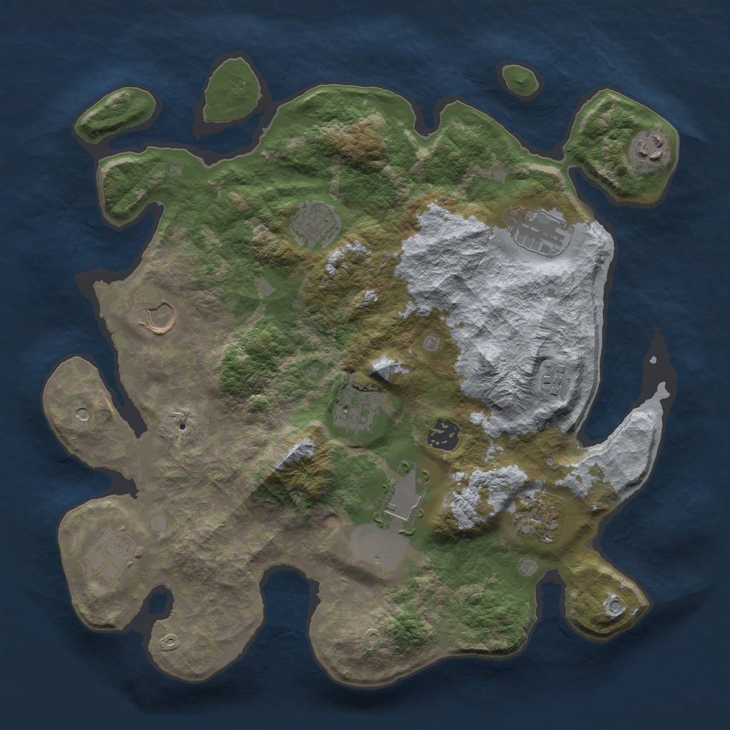 Rust Map: Barren, Size: 3500, Seed: 51121, 13 Monuments