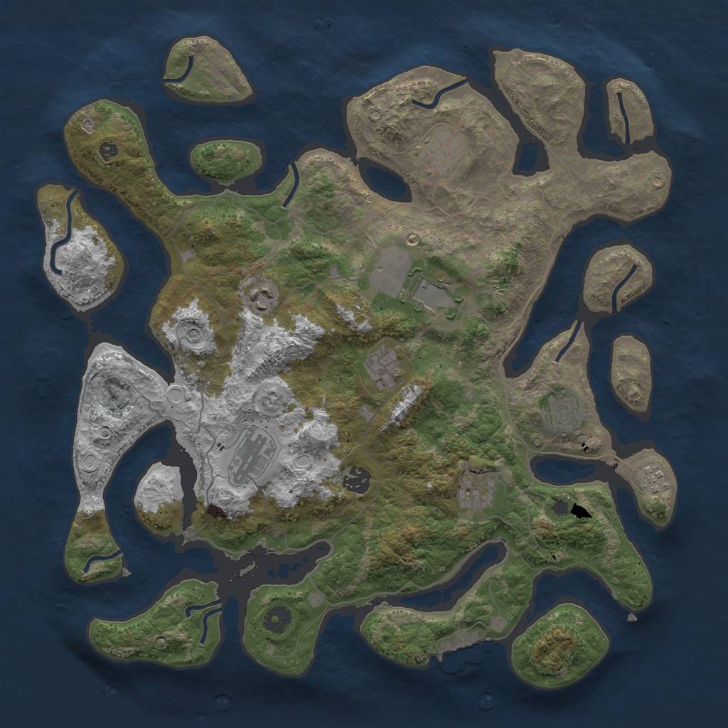 Rust Map: Procedural Map, Size: 4000, Seed: 119914677, 16 Monuments