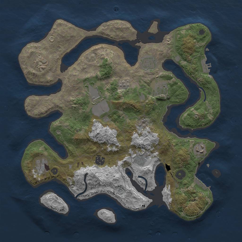 Rust Map: Procedural Map, Size: 3700, Seed: 1316842607, 17 Monuments
