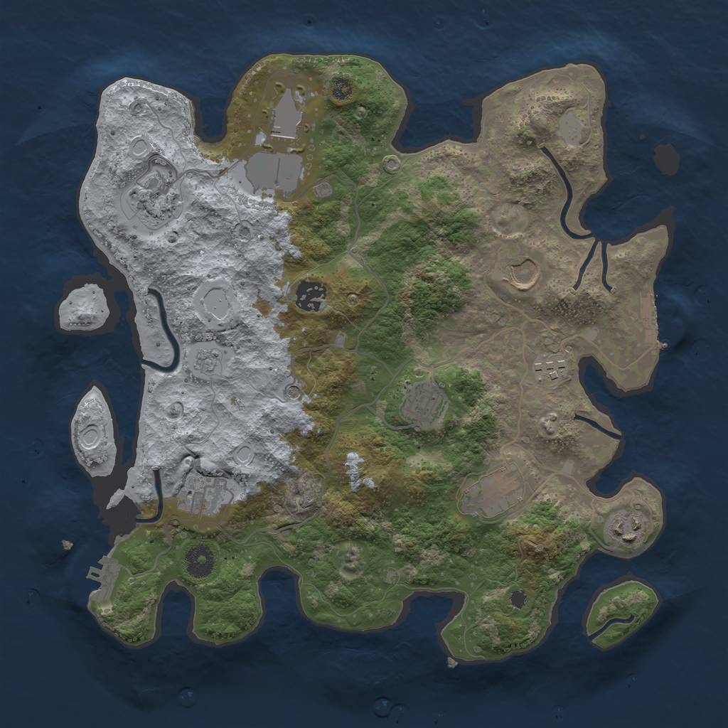 Rust Map: Procedural Map, Size: 3500, Seed: 86560332, 16 Monuments