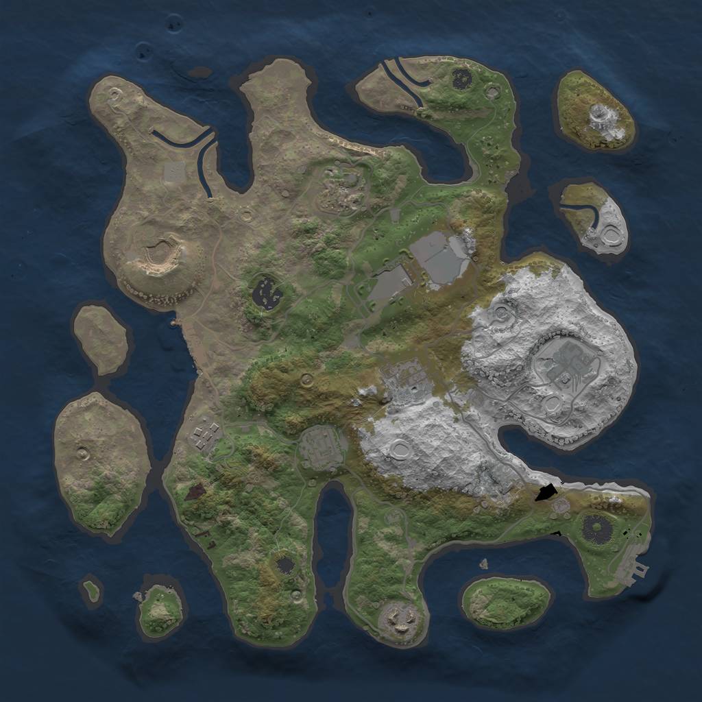 Rust Map: Procedural Map, Size: 3500, Seed: 1565, 17 Monuments
