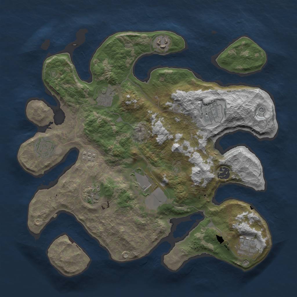 Rust Map: Barren, Size: 3550, Seed: 1111, 12 Monuments