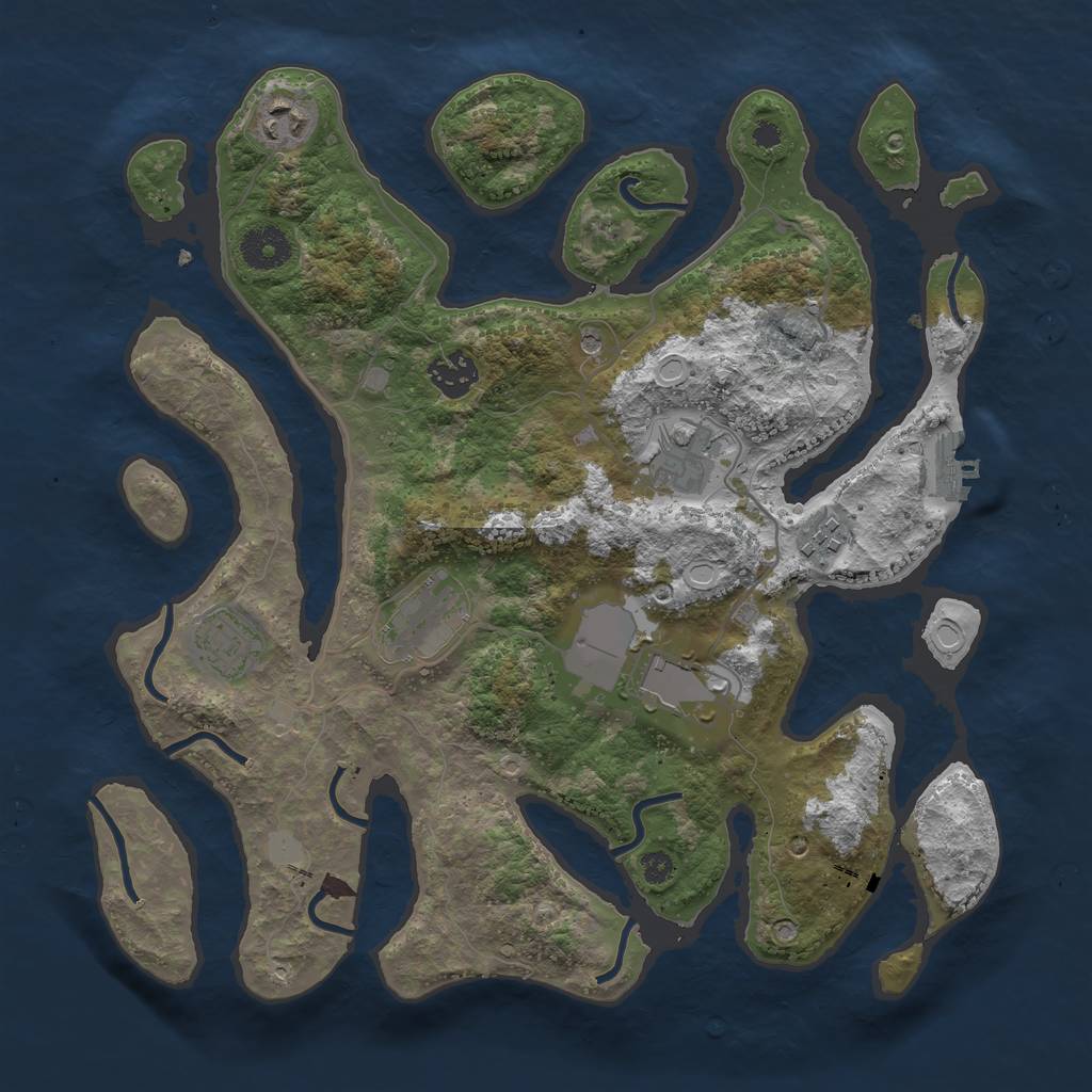Rust Map: Procedural Map, Size: 3500, Seed: 1211322401, 14 Monuments