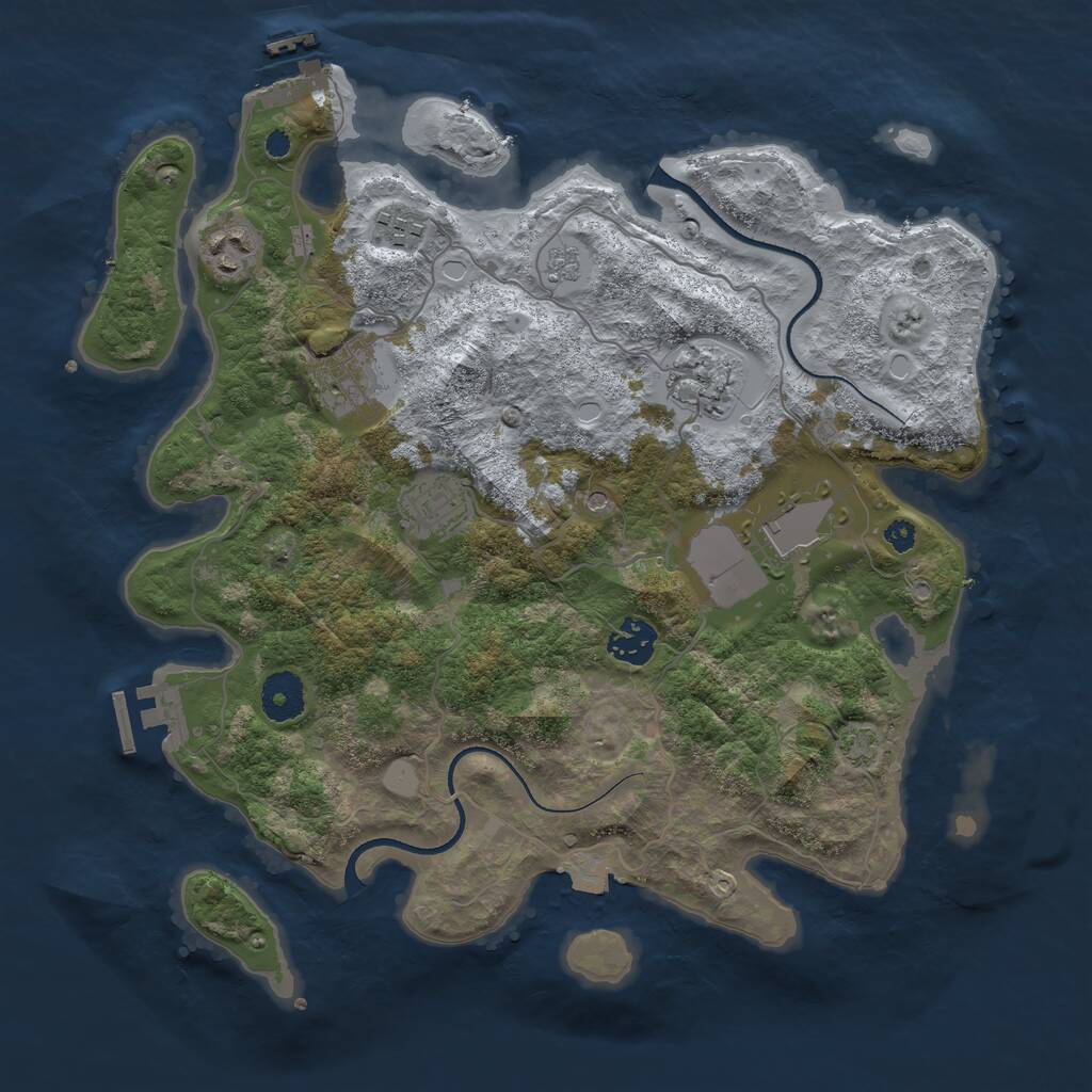 Rust Map: Procedural Map, Size: 3500, Seed: 21165649, 13 Monuments