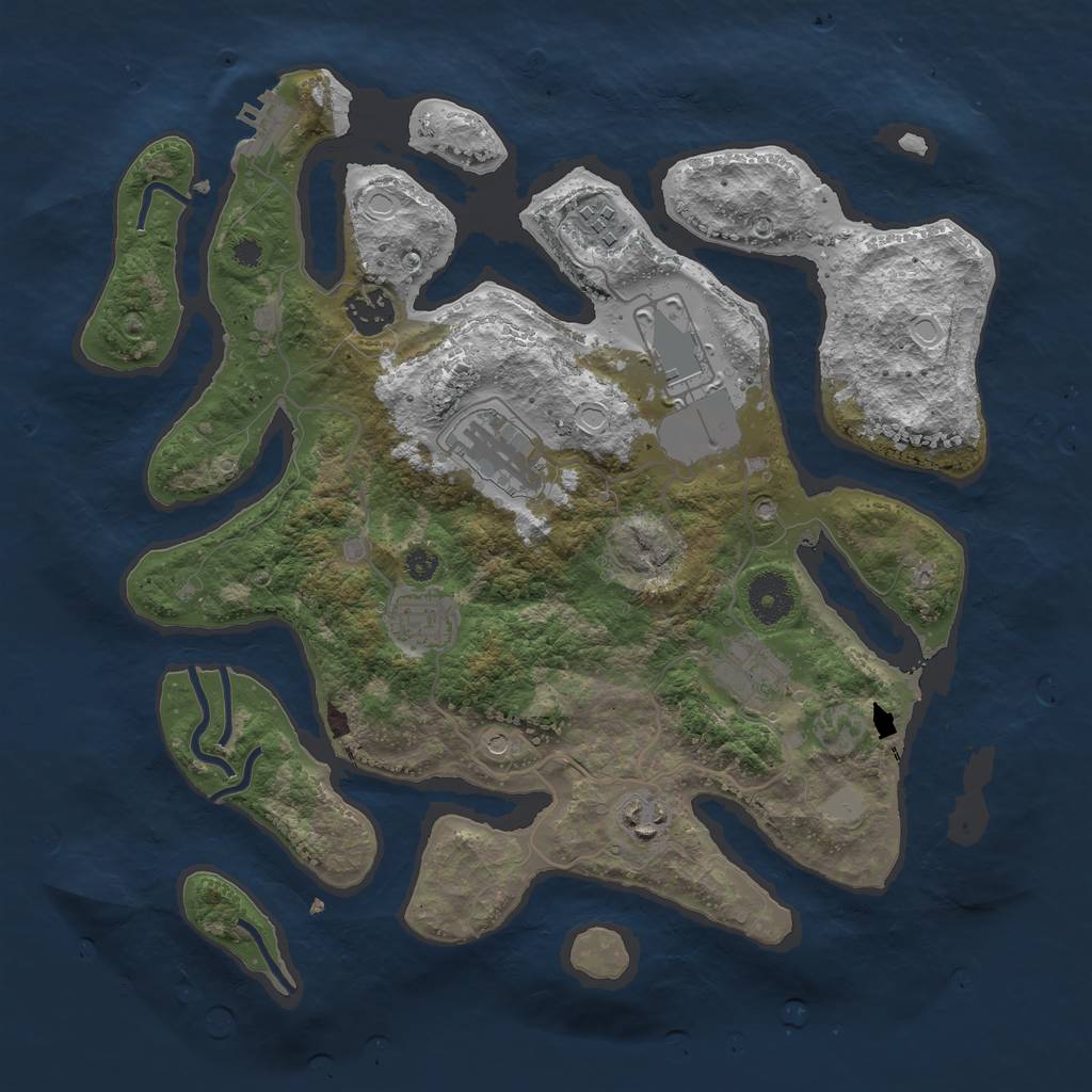 Rust Map: Procedural Map, Size: 3500, Seed: 21165649, 14 Monuments