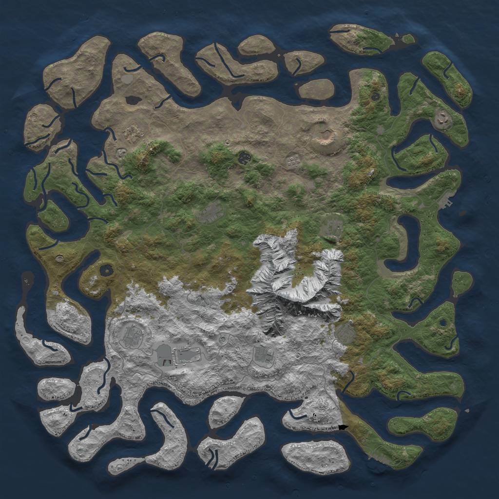 Rust Map: Procedural Map, Size: 6000, Seed: 556433721, 19 Monuments