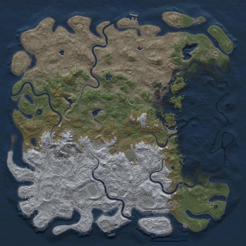 Rust Map: Procedural Map, Size: 6000, Seed: 556433721, 17 Monuments