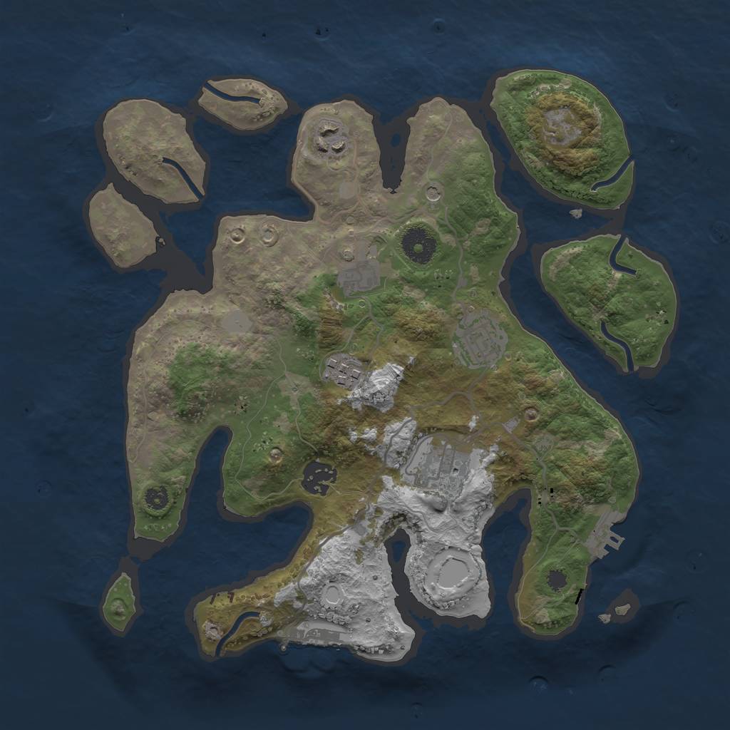 Rust Map: Procedural Map, Size: 3200, Seed: 930375350, 14 Monuments