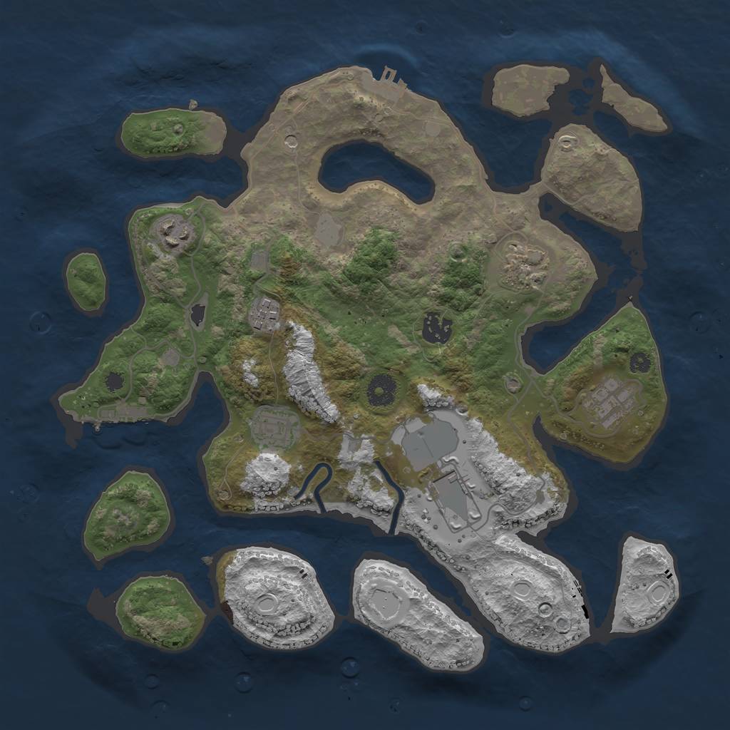 Rust Map: Procedural Map, Size: 3500, Seed: 7777777, 15 Monuments