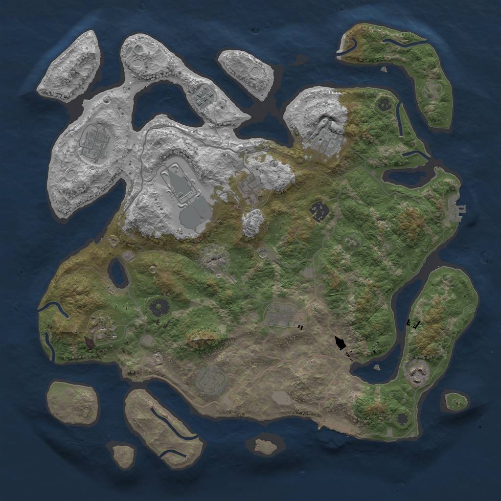 Rust Map: Procedural Map, Size: 4000, Seed: 691918002, 18 Monuments