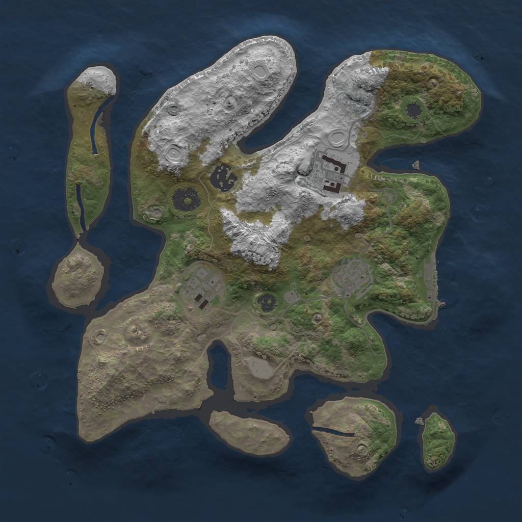 Rust Map: Procedural Map, Size: 3000, Seed: 641507397, 10 Monuments