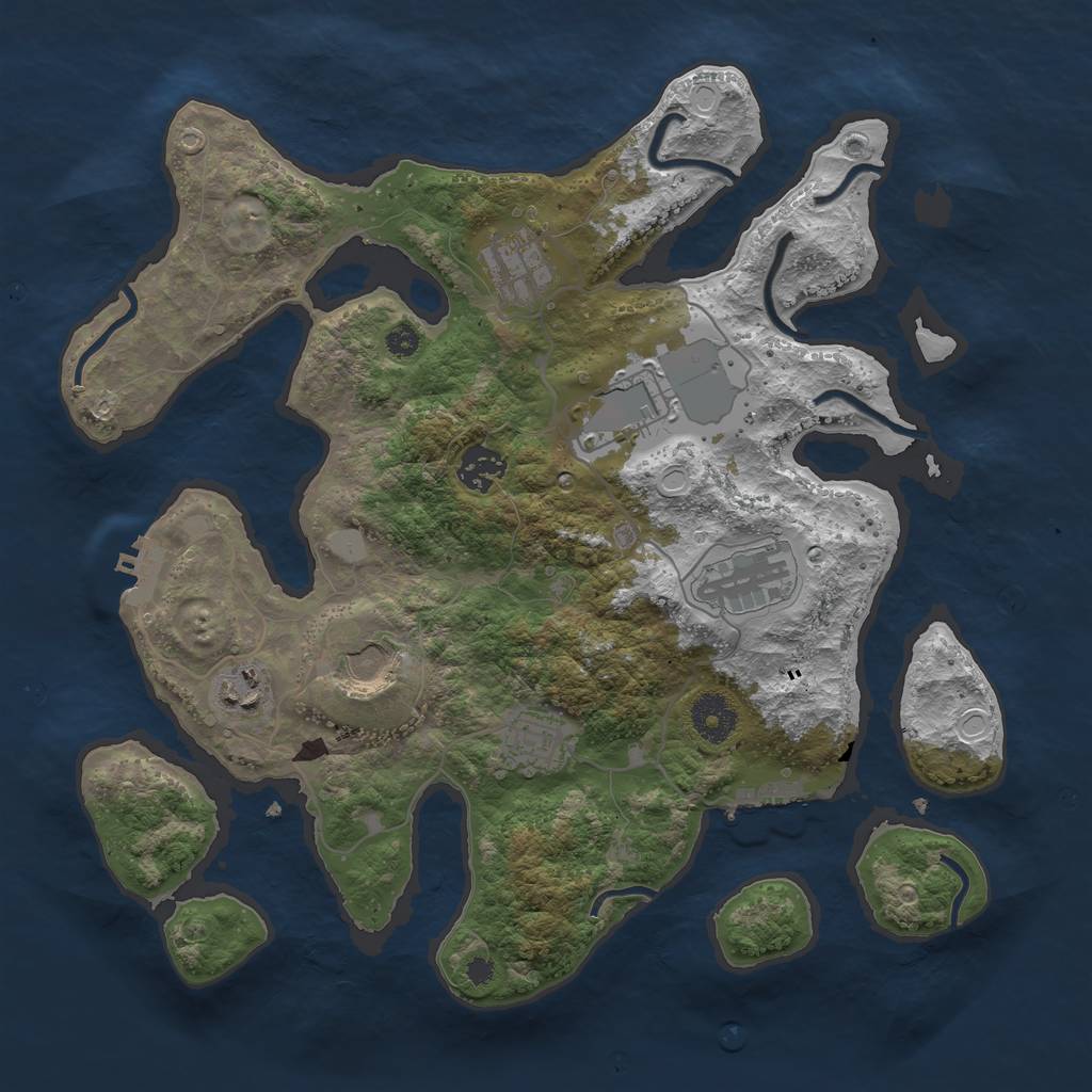 Rust Map: Procedural Map, Size: 3500, Seed: 2147483346, 14 Monuments