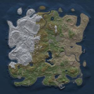 Thumbnail Rust Map: Procedural Map, Size: 4000, Seed: 524294045, 13 Monuments